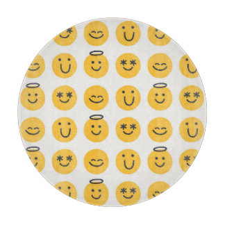 Hand Drawn Happy Emoji Pattern Cutting Board