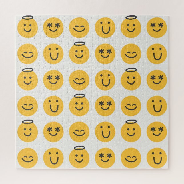 Hand Drawn Happy Emoji Pattern Jigsaw Puzzle (Vertical)