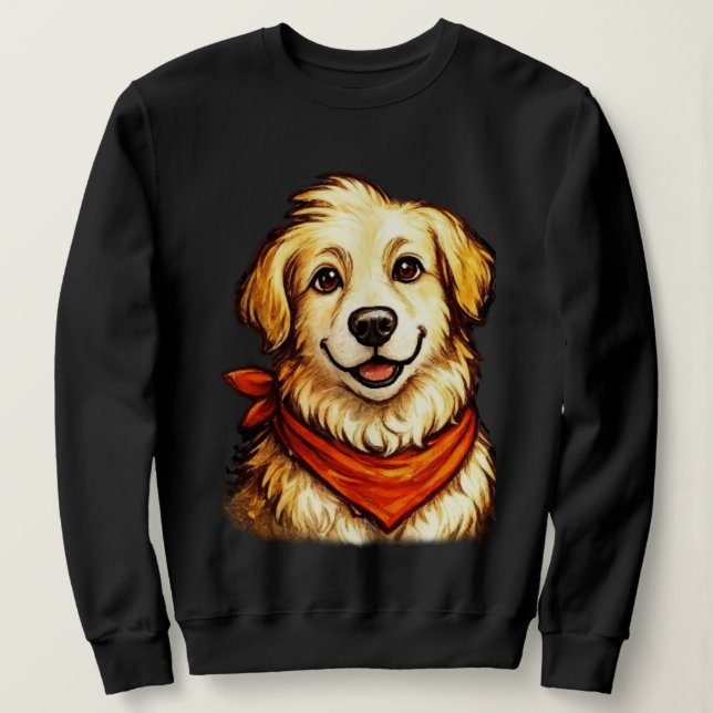 Hand-Drawn Happy Golden Dog Sweatshirt (Design Front)