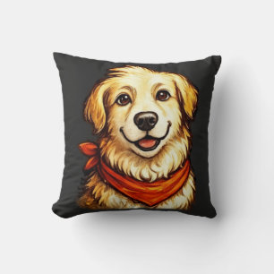 Hand-Drawn Happy Golden Dog Sweatshirt Cushion