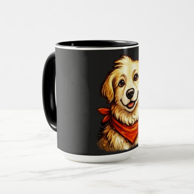 Hand-Drawn Happy Golden Dog Sweatshirt Mug (Front Left)