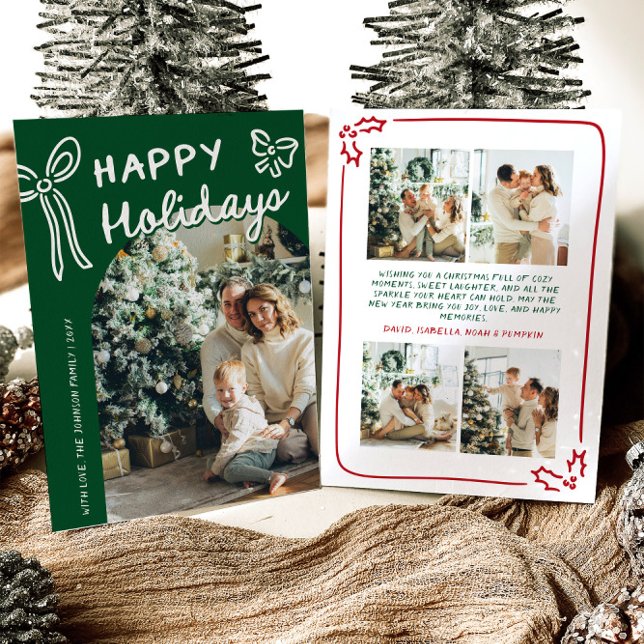 Hand Drawn Happy Holidays Arch Photo Christmas Holiday Card (Hand Drawn Happy Holidays Arch Photo Christmas Holiday Card)