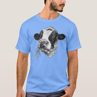 Hand-drawn Happy Holstein Friesian Dairy Cow  T-Shirt