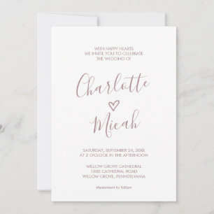 Hand Drawn Heart   Blush Pink The Wedding Of Invitation