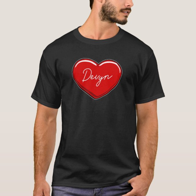 Hand Drawn Heart Devyn  First Name Hearts I Love D T-Shirt (Front)