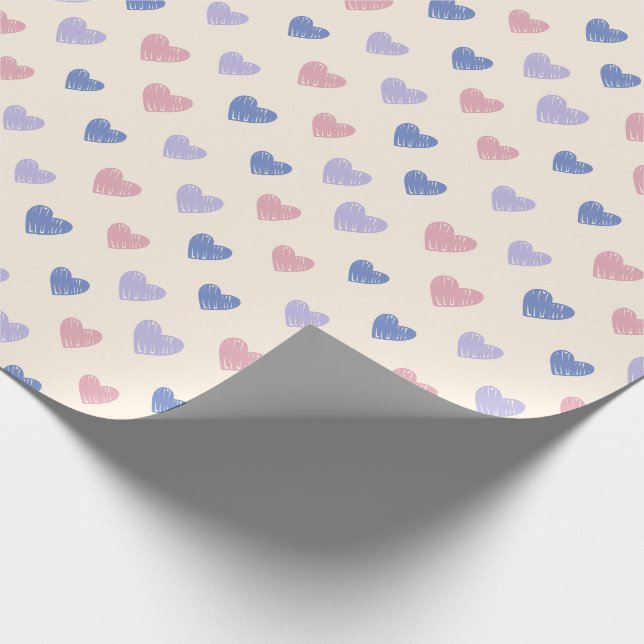 Hand Drawn Heart Doodle Pattern Wrapping Paper (Corner)