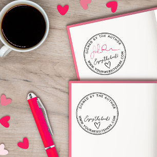 Hand-Drawn Heart Enjoy Book Signed By Author Rubber Stamp