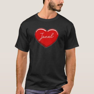 Hand Drawn Heart Janel First Name Hearts I Love J T-Shirt