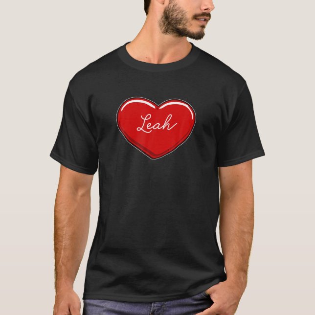 Hand Drawn Heart Leah - First Name Hearts I Love L T-Shirt (Front)
