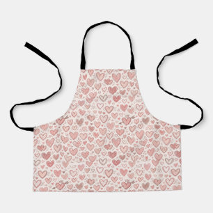 Hand-Drawn Heart Pattern Apron