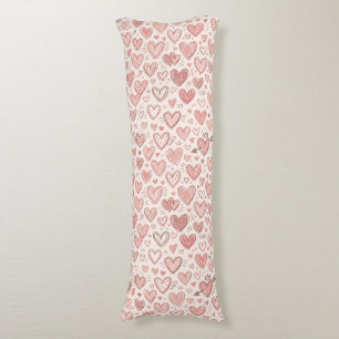 Hand-Drawn Heart Pattern Body Cushion