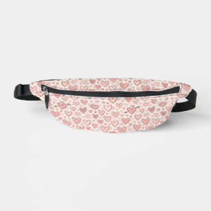 Hand-Drawn Heart Pattern Bum Bags