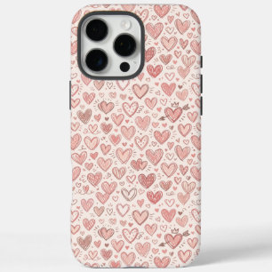 Hand-Drawn Heart Pattern iPhone 16 Pro Max Case