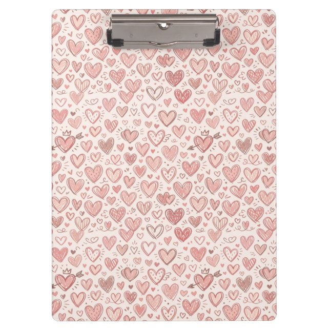 Hand-Drawn Heart Pattern Clipboard (Front)