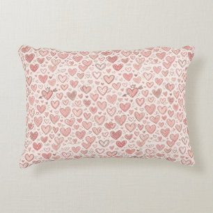 Hand-Drawn Heart Pattern Decorative Cushion