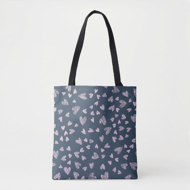 Hand drawn Heart Pattern Design Tote Bag (Front)