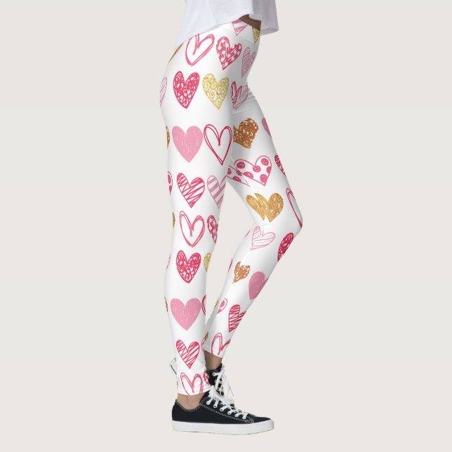 Hand Drawn Heart Pattern ID470 Leggings (Right)