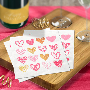 Hand Drawn Heart Pattern ID470 Napkin