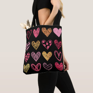 Hand Drawn Heart Pattern ID470 Tote Bag