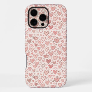 Hand-Drawn Heart Pattern iPhone 16 Pro Max Case