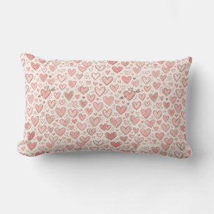 Hand-Drawn Heart Pattern Lumbar Cushion