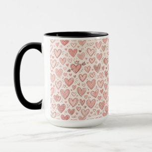 Hand-Drawn Heart Pattern Mug