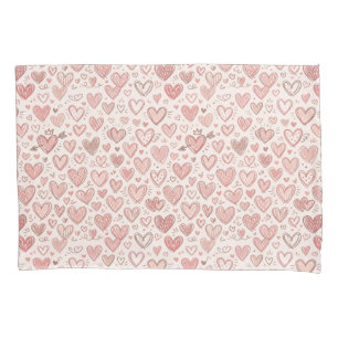 Hand-Drawn Heart Pattern Pillowcase