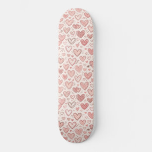 Hand-Drawn Heart Pattern Skateboard