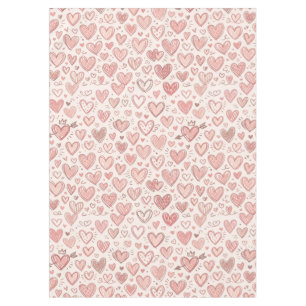 Hand-Drawn Heart Pattern Tablecloth