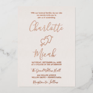 Hand-Drawn Heart   Rose Gold Foil Text Blush 