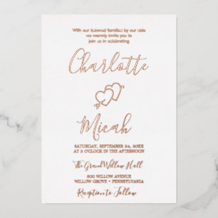 Hand-Drawn Heart   Rose Gold Foil Wedding 