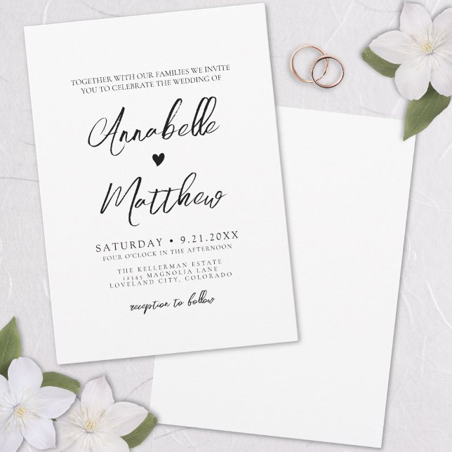 Hand Drawn Heart Simple Elegant Weddiing Invitation (Hand Drawn Heart Simple Elegant Weddiing Invitation)