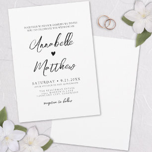 Hand Drawn Heart Simple Elegant Wedding Invitation