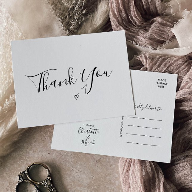 Hand Drawn Heart Thank You Postcard (Creator Uploaded)