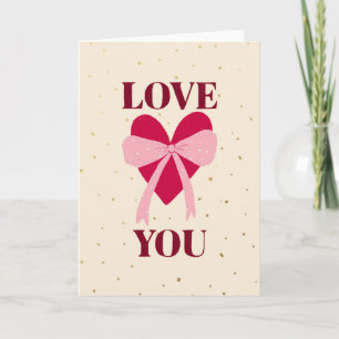 hand drawn heart with bow love you Valentine's Day Card