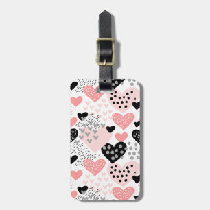 Hand Drawn Hearts and Dots Pattern ID471 Luggage Tag