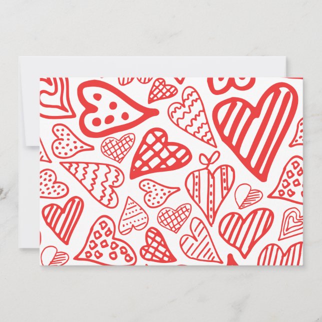 "Hand-Drawn Hearts Design | Whimsical and Romantic Holiday Card (Front)