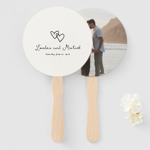 Hand Drawn Hearts Doodle Modern Wedding Fan