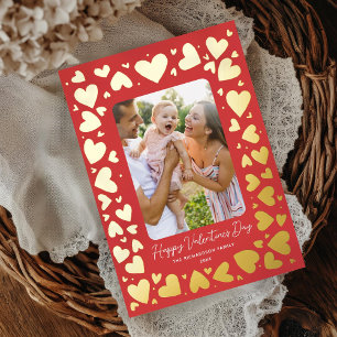 Hand drawn Hearts Frame Valentines Day Photo Red
