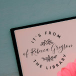 Hand-drawn Hearts & Leaves 'From the Library of' Rubber Stamp<br><div class="desc">This library bookplate stamp is ideal for any booklover. The design features your name at the centre in a modern elegant script. Above and below your name are adorable,  hand-drawn ornaments of hearts and botanical features. Click on 'personalise' to make it your own.</div>