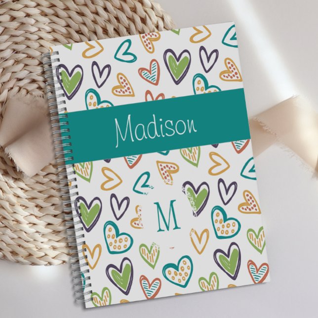 Hand drawn Hearts Multicolor Trendy Monogram Planner (Creator Uploaded)