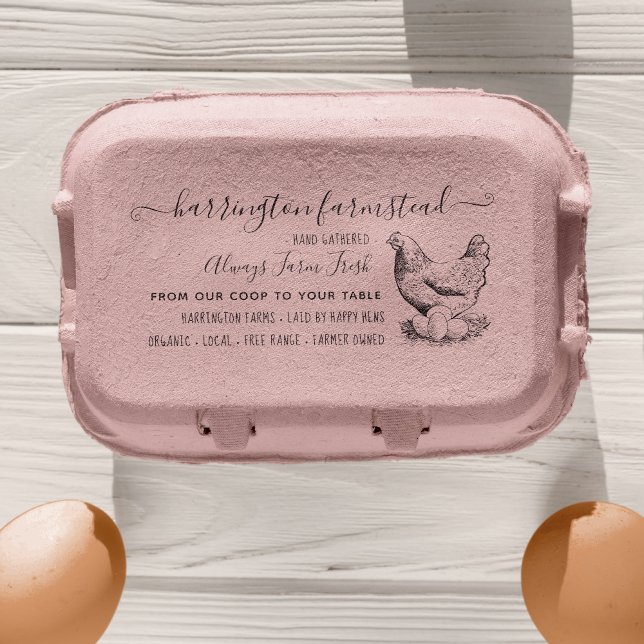 Hand Drawn Hen Family Farm Fresh Eggs Carton Rubber Stamp (Creator Uploaded)