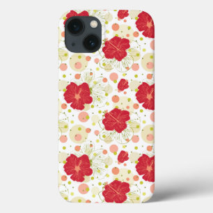 Hand Drawn Hibiscus Pattern iPhone 13 Case