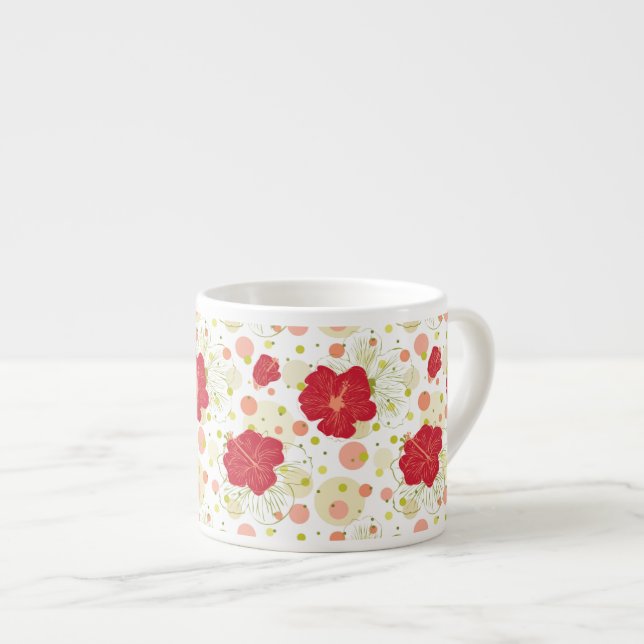Hand Drawn Hibiscus Pattern Espresso Cup (Front Right)