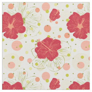 Hand Drawn Hibiscus Pattern Fabric