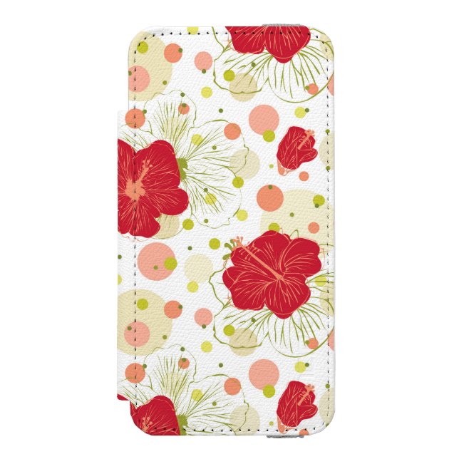 Hand Drawn Hibiscus Pattern Incipio iPhone Wallet Case (Folio Front)