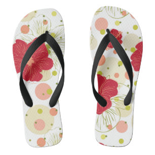 Hand Drawn Hibiscus Pattern Jandals