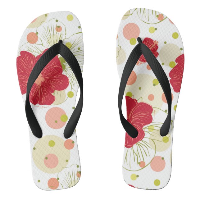 Hand Drawn Hibiscus Pattern Jandals (Footbed)