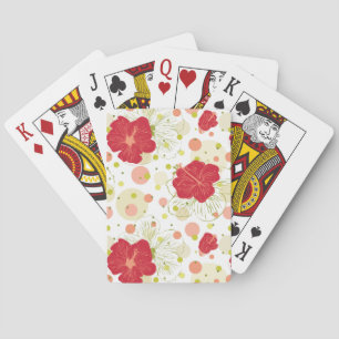 Hand Drawn Hibiscus Pattern Playing Cards