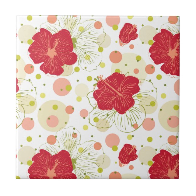 Hand Drawn Hibiscus Pattern Tile (Front)